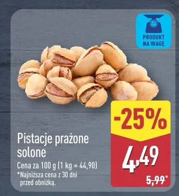 Pistacje prażone solone promocja w Aldi