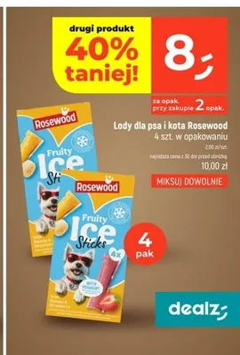 Lody dla psa i kota Rosewood Fruity Ice Sticks 4-pak promocja w Dealz