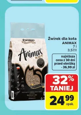 Żwirek dla kota Animax Golden Line promocja w Carrefour Market
