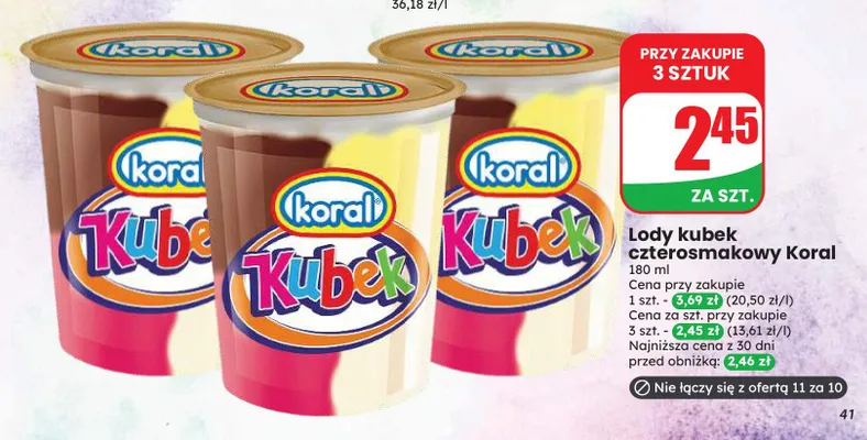 Lody kubek czterosmakowy promocja w Dino