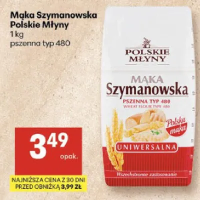 Mąka Szymanowska Polskie Młyny, pszenna typ 480 promocja w Delikatesy Centrum