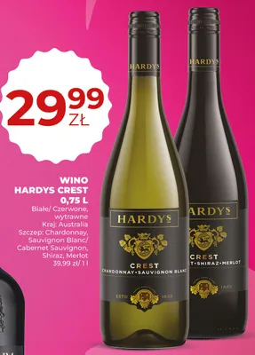 Wino Hardys Crest czerwone wytrawne australijskie Cabernet Sauvignon Shiraz Merlot promocja w Duży Ben