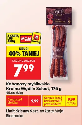 Kabanosy myśliwskie Kraina Wędlin Select promocja w Biedronka