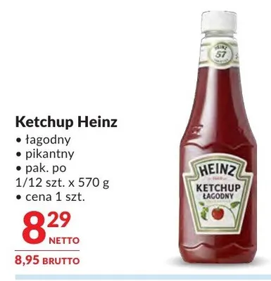 Ketchup Heinz łagodny / pikantny promocja w Makro