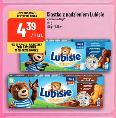 Ciastko z nadzieniem czekoladowym Lubisie promocja w POLOmarket