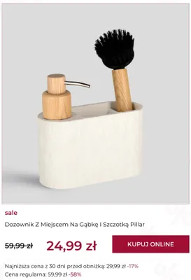 Dozownik z miejscem na gąbkę i szczotką Pillar Home&You promocja w home&you