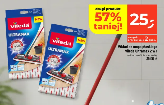 Wkład do mopa płaskiego Vileda Ultramax 2 w 1 promocja w Dealz