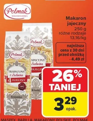 Makaron jajeczny różne rodzaje Polmak promocja w Carrefour