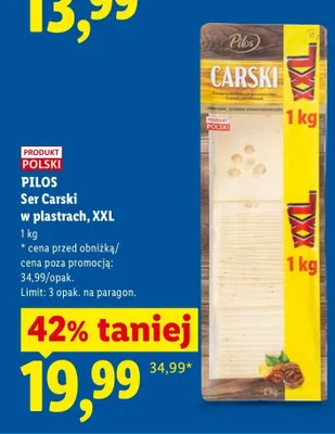 Ser Carski w plastrach Pilos XXL promocja w Lidl