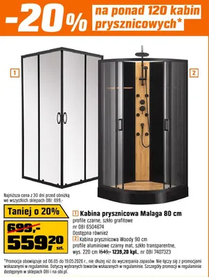 Kabina prysznicowa Woody 90cm profile aluminiowe czarny mat szkło transparentne wys. 220cm nr OBI 7407323 promocja w OBI