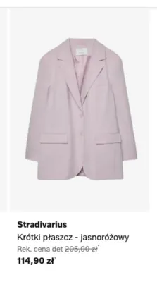 Krótki płaszcz Stradivarius jasnoróżowy promocja w Lounge by Zalando