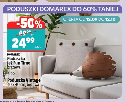 Poduszka jeż Fun Time brązowa Domarex promocja w Biedronka