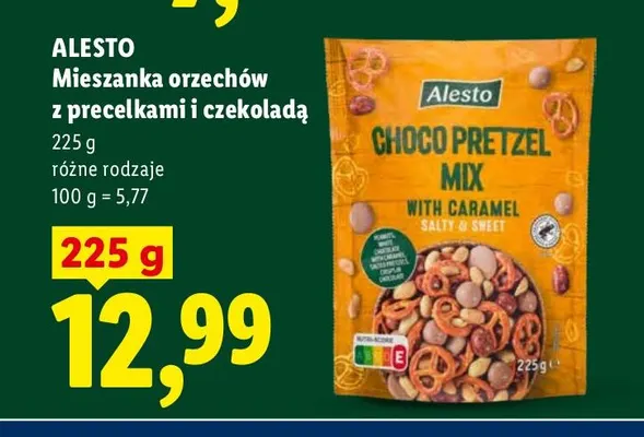 Mieszanka orzechów z precelkami i czekoladą Alesto promocja w Lidl