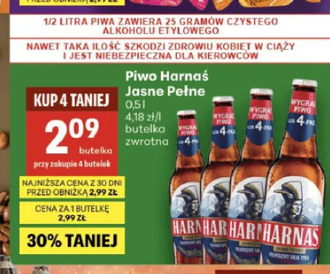 Piwo Harnaś promocja w Delikatesy Centrum