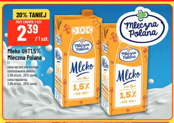 Mleko UHT Mleczna Polana 1,5% promocja w POLOmarket