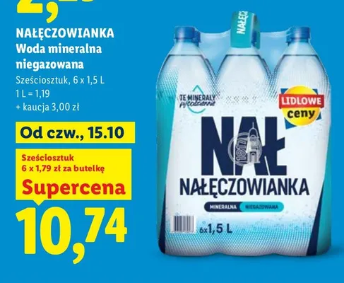Woda mineralna niegazowana 6-pak Nałęczowianka promocja w Lidl
