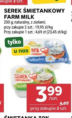 Serek śmietankowy Farm Milk naturalny promocja w Stokrotka