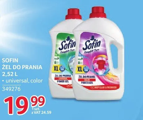 Żel do prania Sofin 2,52 l - universal, color promocja w Selgros