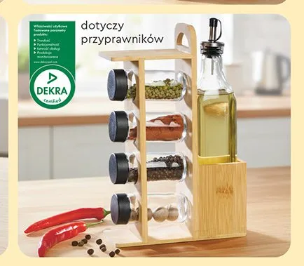 Przyprawnik z 4 pojemniczkami i butelką na oliwę Smukee promocja w Biedronka