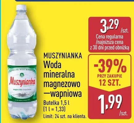 Woda mineralna magnezowo-wapniowa Muszynianka promocja w Aldi