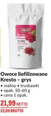 Owoce liofilizowane Kresto - grys maliny truskawki promocja w Makro