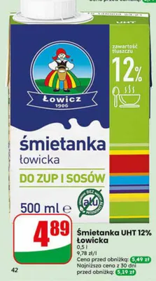 Śmietanka UHT 12% Łowicka promocja w Dino