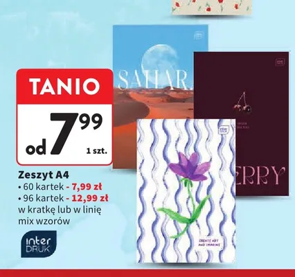 Zeszyt A4 96 kartek w kratkę Interdruk promocja w Intermarche