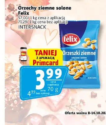 Orzechy ziemne solone Felix promocja w Prim Market