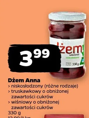 Dżem niskosłodzony wiśniowy w obniżonej zawartości cukrów promocja w Netto