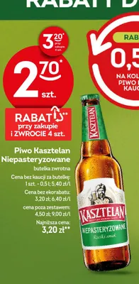 Piwo Kasztelan Niepasteryzowane promocja w Żabka