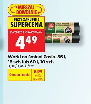 Worki na śmieci Zosia 35 l promocja w Biedronka