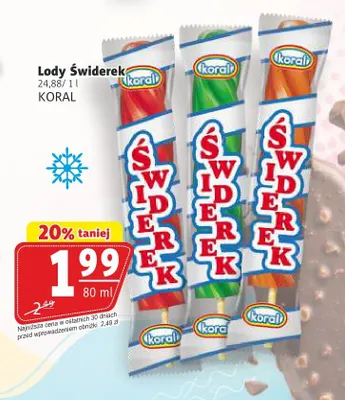 Lody Koral Świderek promocja w Prim Market