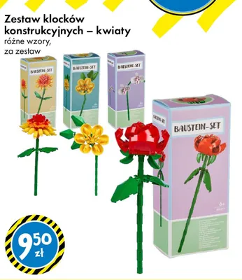 Zestaw klocków konstrukcyjnych - kwiaty różne wzory promocja w Tedi