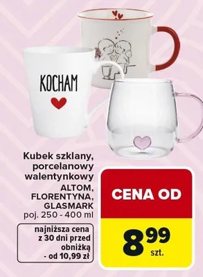 Kubek szklany, porcelanowy walentynkowy promocja w Carrefour