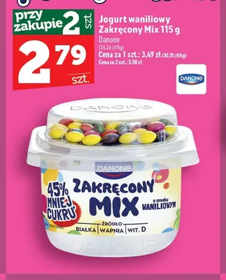 Jogurt waniliowy Zakręcony Mix Danone promocja w TOPAZ