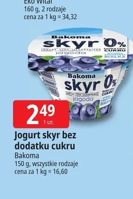 Jogurt skyr bez dodatku cukru Bakoma promocja w Leclerc