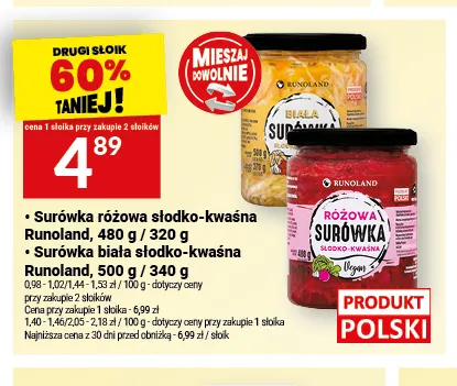 Surówka różowa słodko-kwaśna Runoland promocja w Twój Market