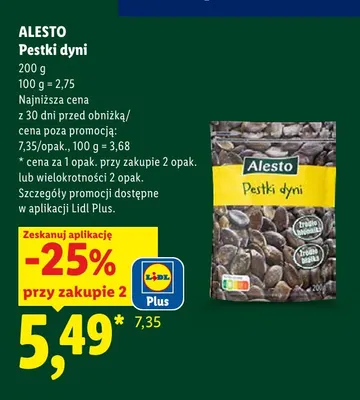 Pestki dyni Alesto promocja w Lidl