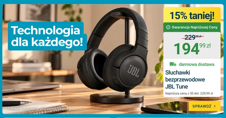 Słuchawki bezprzewodowe Jbl Tune promocja w ERLI