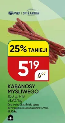 Kabanosy myśliwego promocja w Chata Polska