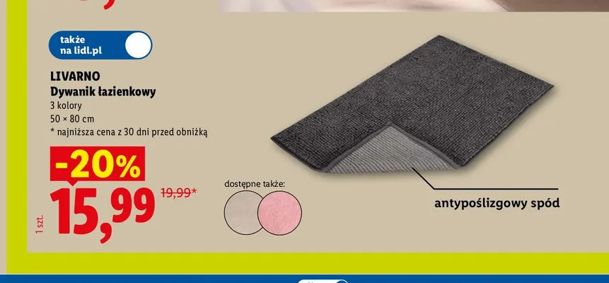 Dywanik łazienkowy Livarno 50x80 cm promocja w Lidl