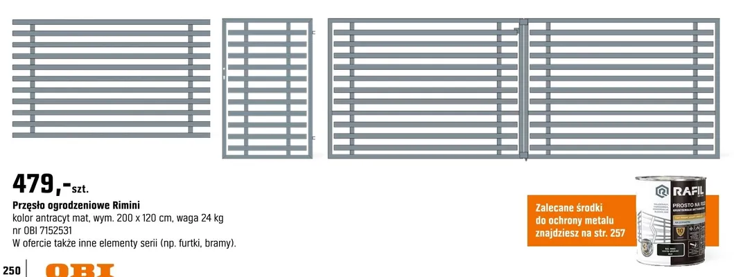 Przęsło ogrodzeniowe Rimini promocja w OBI