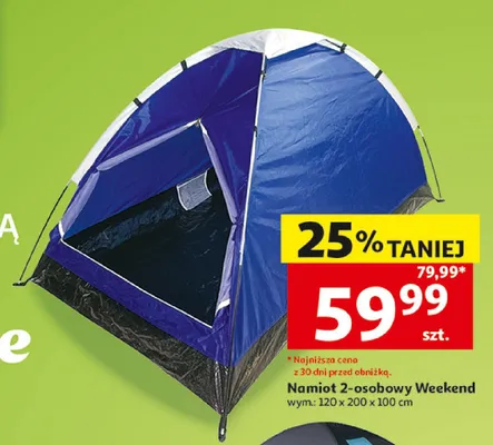 Namiot 2-osobowy Weekend promocja w Auchan