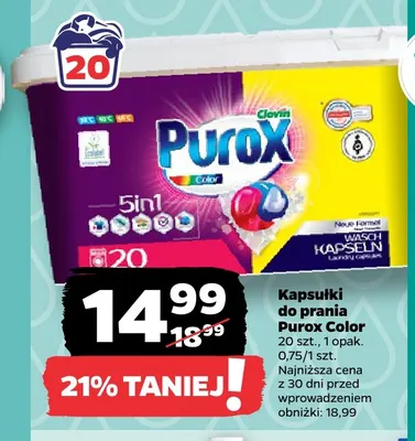 Kapsułki do prania Purox Color promocja w Netto