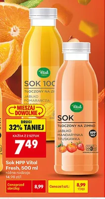 Sok HPP Vital Fresh jabłko mandarynka truskawka promocja w Biedronka