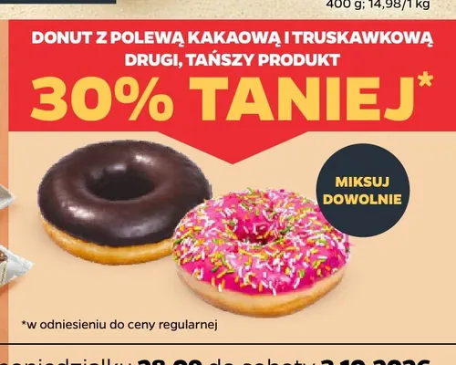 Donut z polewą truskawkową promocja w Netto