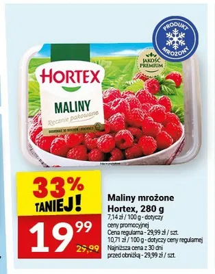 Maliny mrożone Hortex promocja w Twój Market