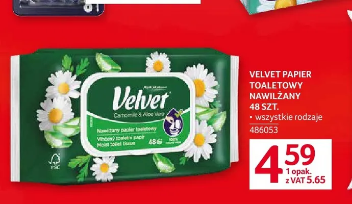 Papier toaletowy nawilżany Velvet promocja w Selgros