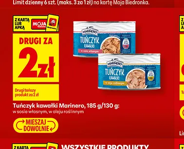 Tuńczyk kawałki w oleju roślinnym Marinero promocja w Biedronka