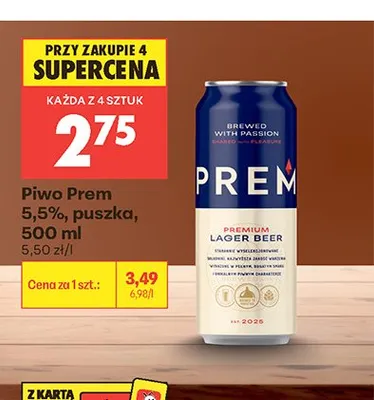 Piwo Prem 5,5% puszka promocja w Biedronka